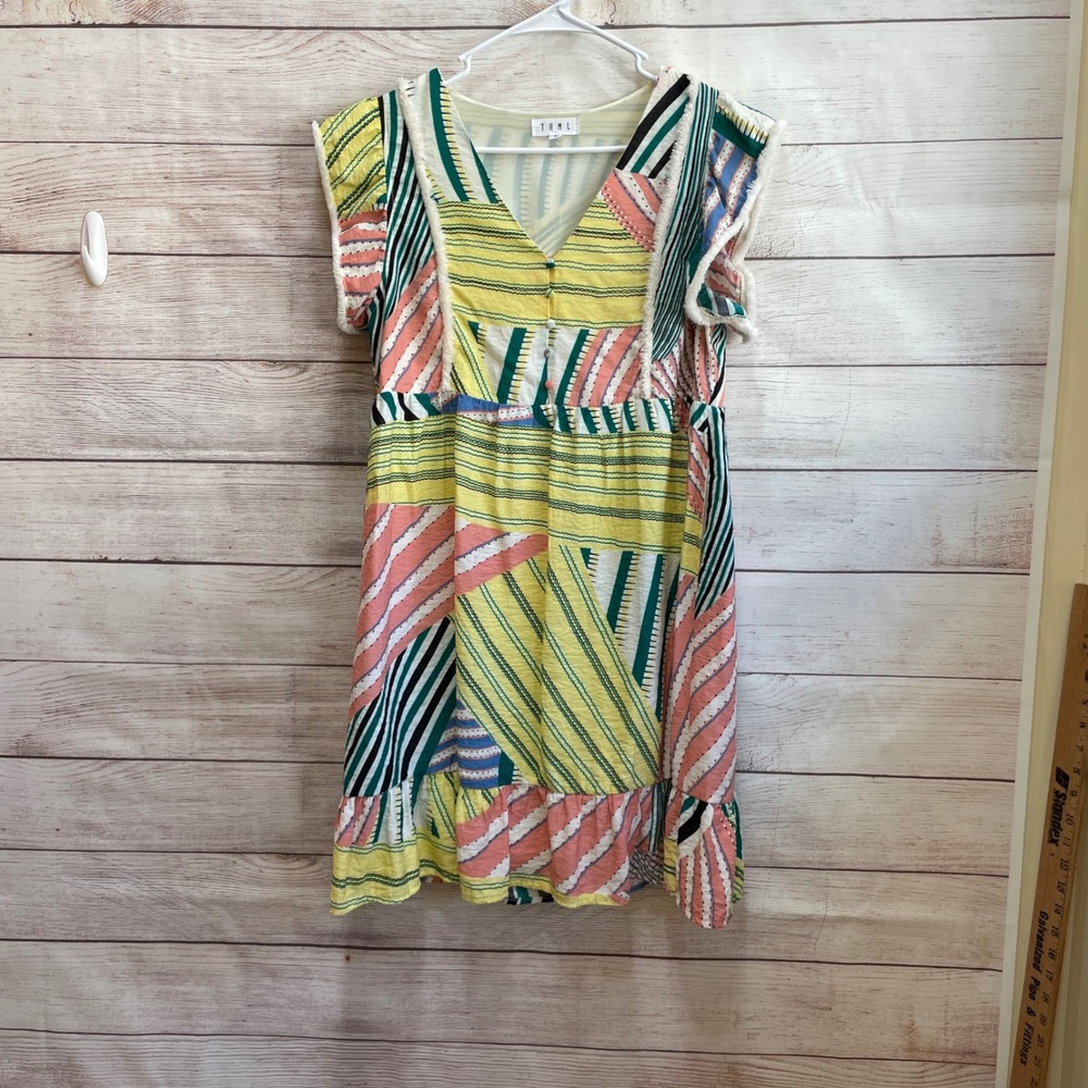 THML GEOMETRIC MIXED MEDIA DRESS